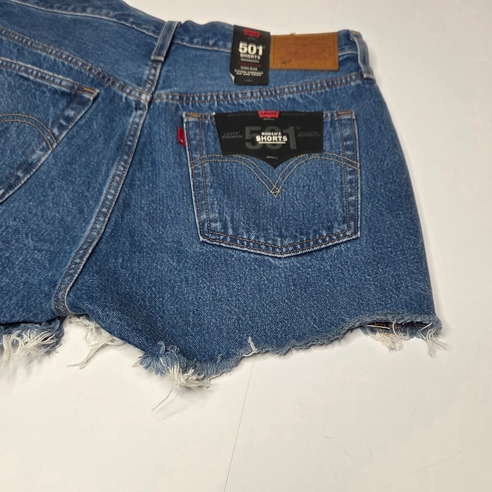 Levi's 501 Original Style Premium Denim High Rise Shorts Cut Off Women's Size 31 - Picture 11 of 16